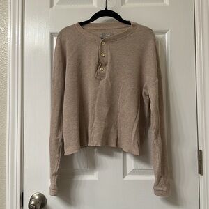 NWT Everlane Organic Cotton Waffle Henley Oatmeal Size Medium NWOT
